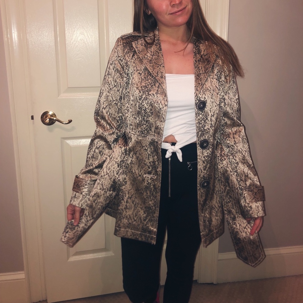 Snakeskin button up coat